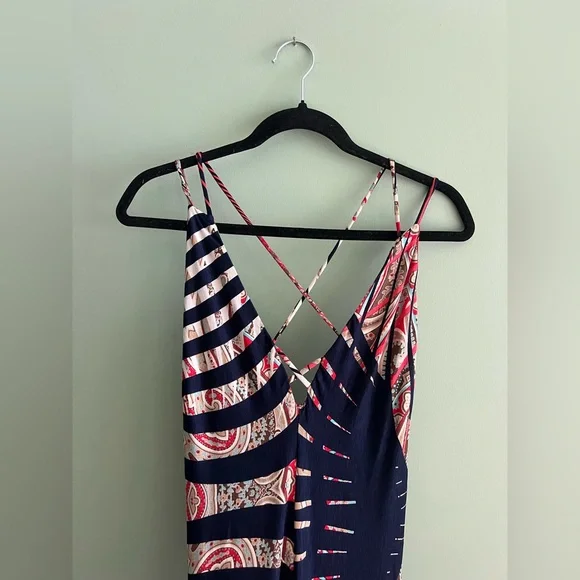 Strappy V-Neck Maxi Dress in Navy and Blush - Picture 4 of 6